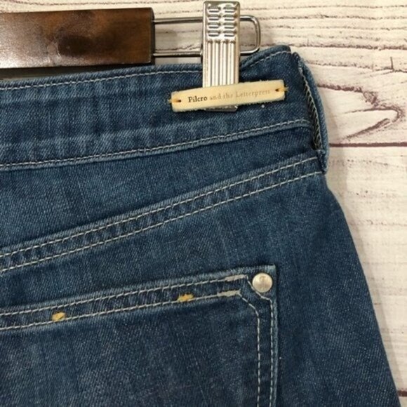 Anthropologie Pilcro Dark Blue Stet Rolled Cuff Denim Shorts 25 - Picture 5 of 5